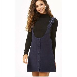 Forever 21 Navy Corduroy Pinafore Dress